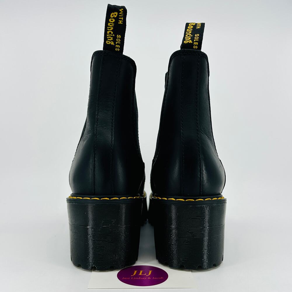 Dr. Martens Women's Rometty Black Wyoming Leather Platform Chelsea Boots Size 7 - Picture 6 of 11